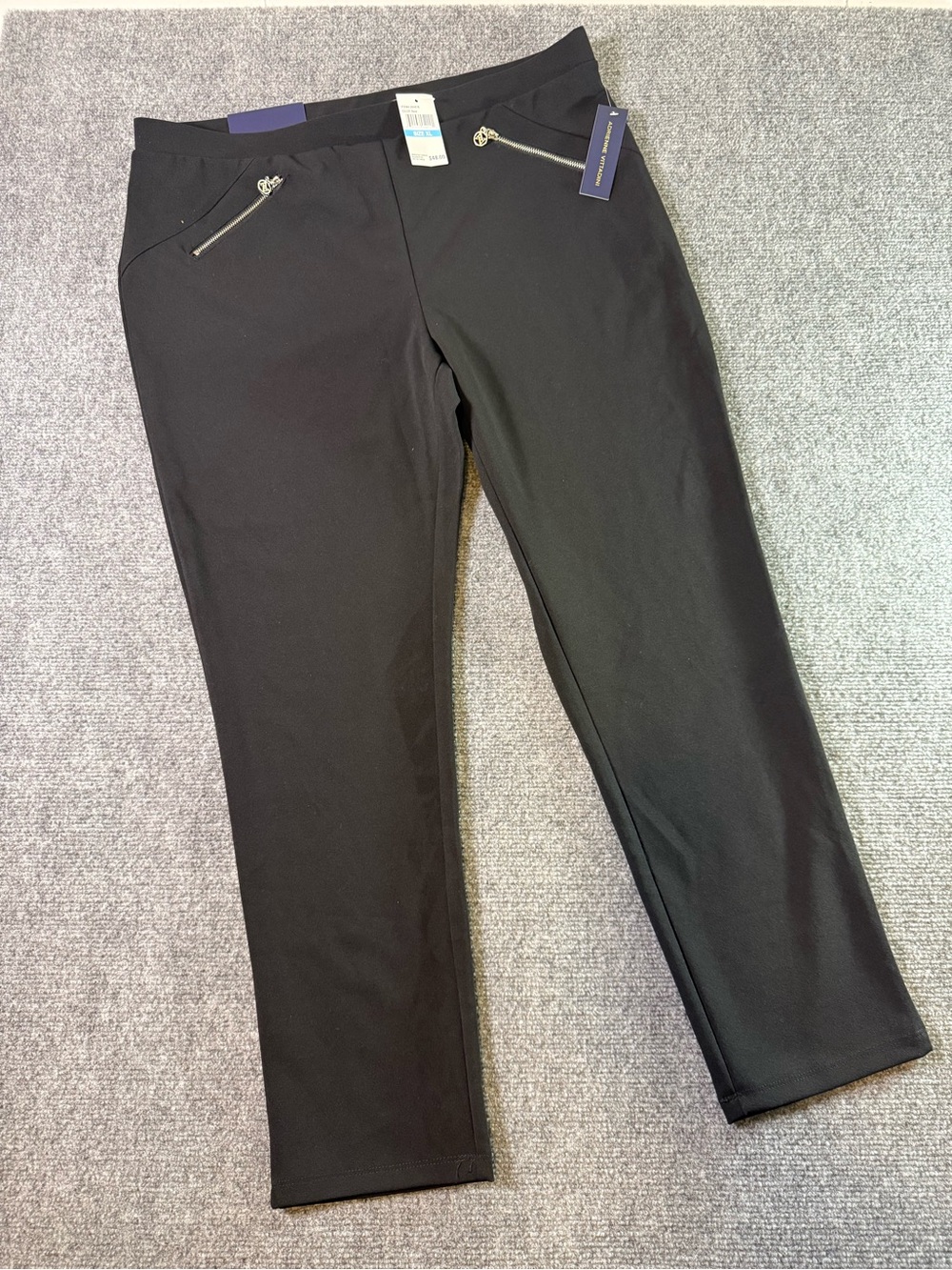 Black Woman’s Comfort Band Stretch Zip-Pocket Pants  XL